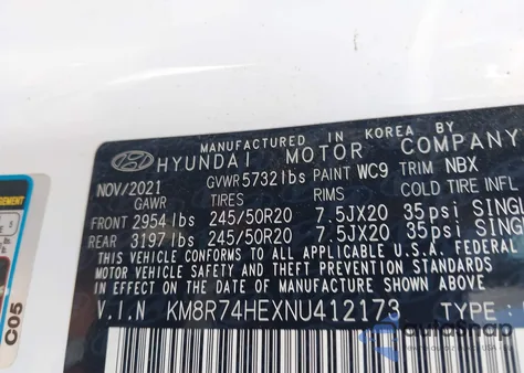 2022 Hyundai Palisade Calligraphy z USA, uszkodzony, nr VIN KM8R74HEXNU412173